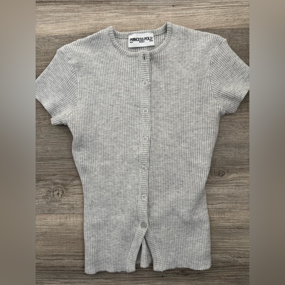 Princess Polly Ribbed Gray top - Picture 3 of 3